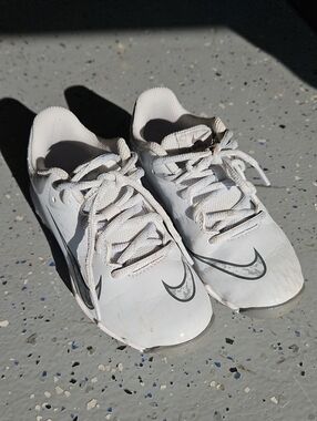 Nike White Cleats with Gray Swoosh